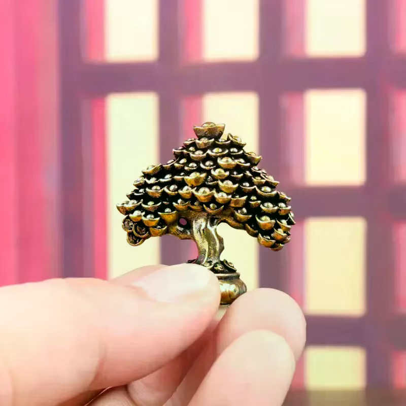 Figurines Feng Shui d'arbre de richesse chinoise en laiton