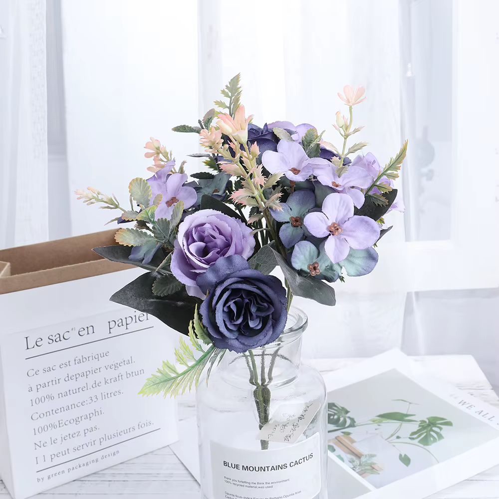 Beaux Roses artificielles hortensia en soie