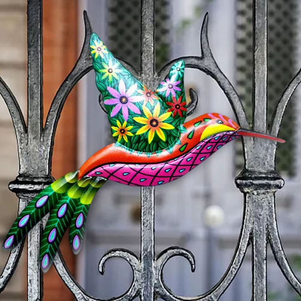 Oeuvre murale d'oiseau de colibri en métal