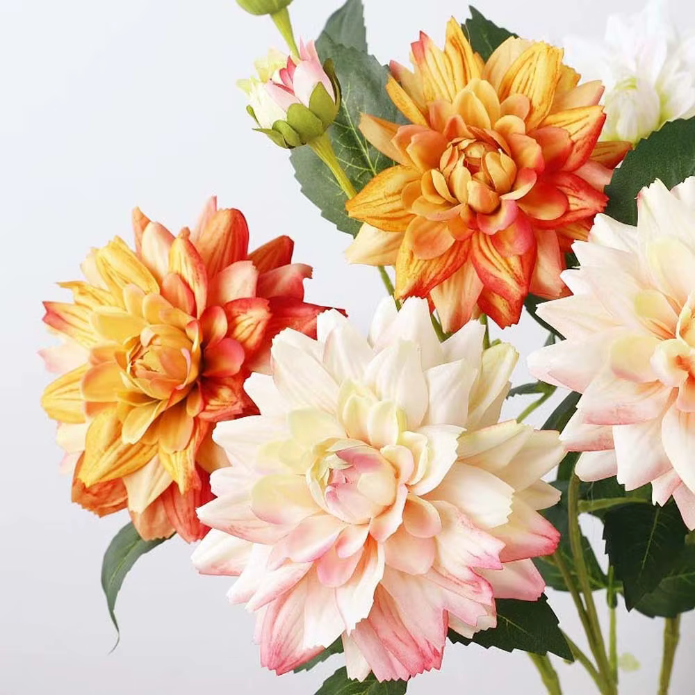 Arrangement floral, fleur de dahlia artificielle au toucher réaliste