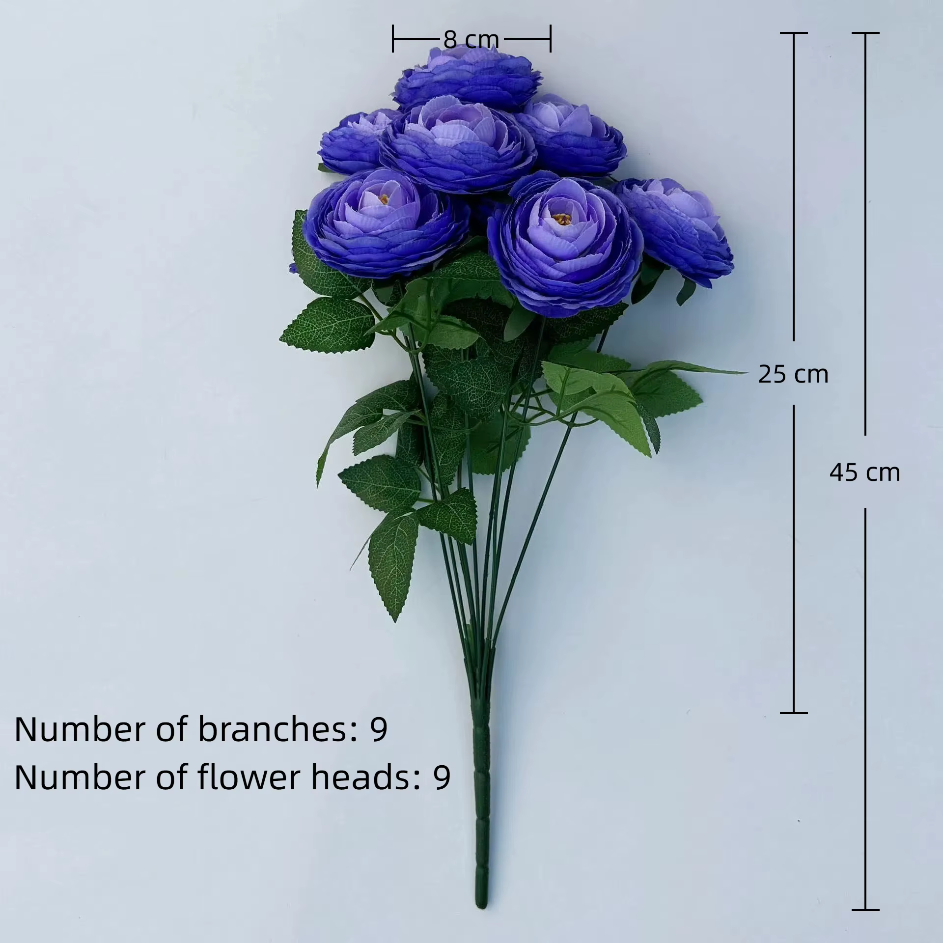 Bouquet de 9 têtes de fleurs artificielles Eustoma