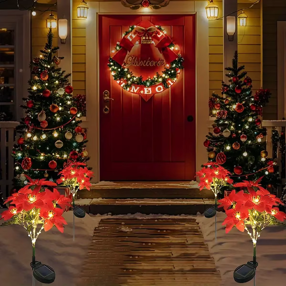 Lumière de fleur artificielle de poinsettia