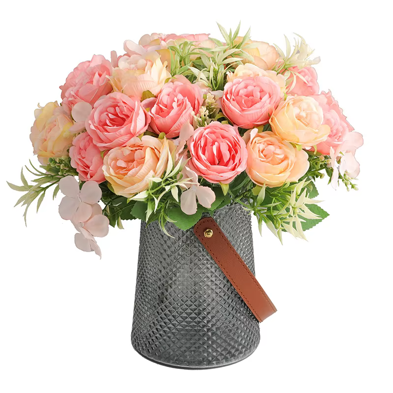 Petit bouquet de roses et pivoines artificielles