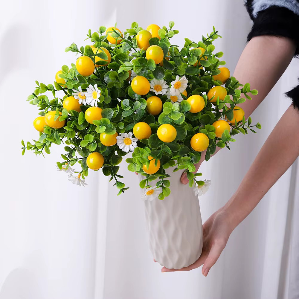 Branche de fleurs artificielles en eucalyptus citronné de 30 cm pour la décoration de la maison