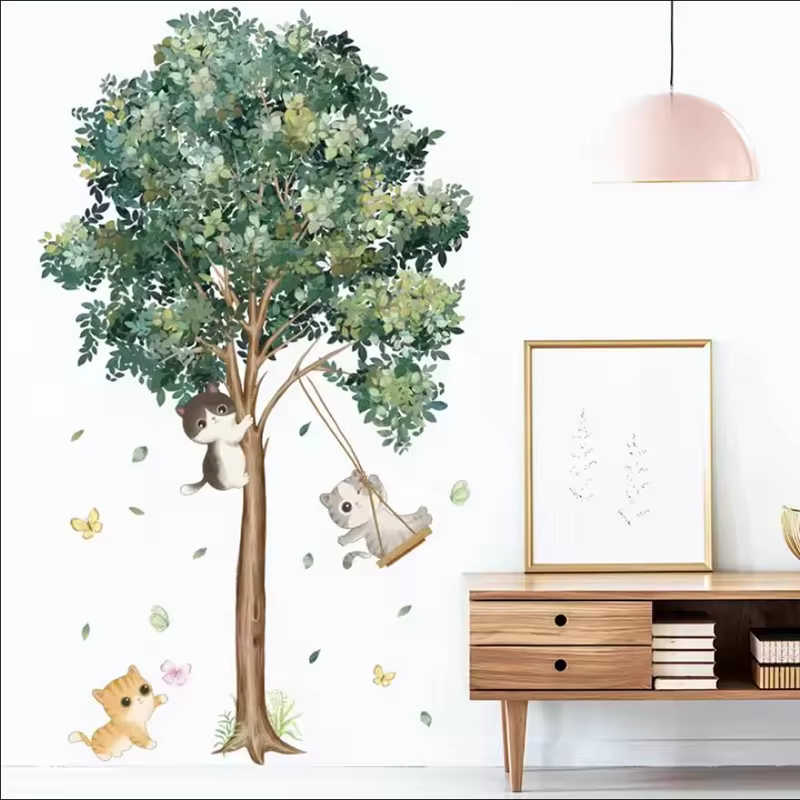 Autocollants muraux plantes en pot aquarelle