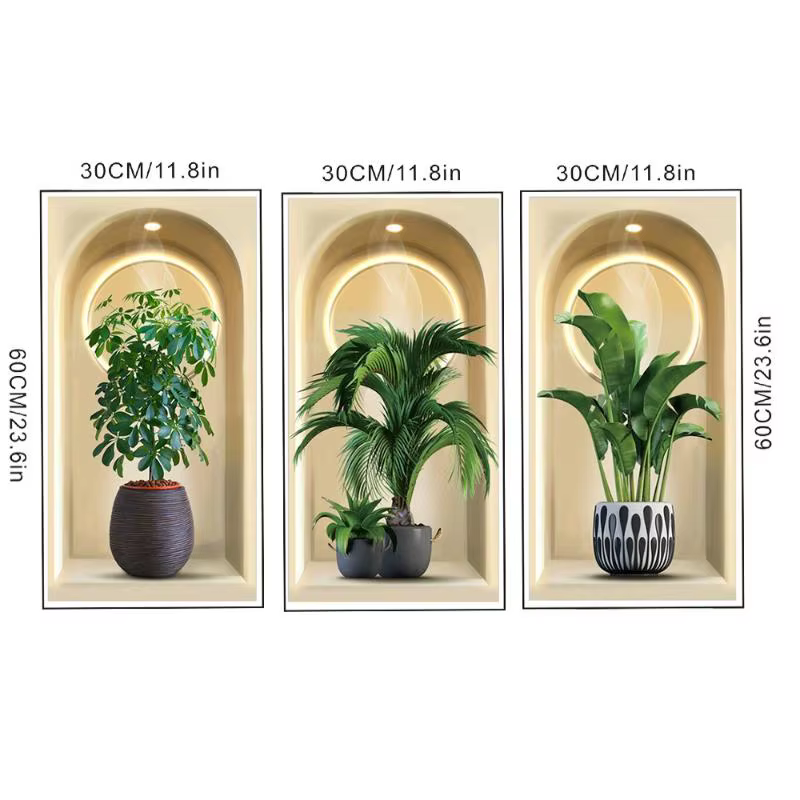 Autocollants muraux de plantes aquarelle 3D