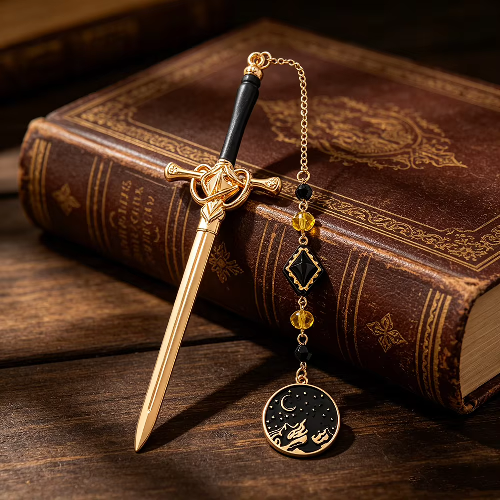 Marque-page Épée de Dragon Fantastique, Accessoire de Livre pour Amateurs de Romans Fantasy, Cadeau Romantique Acotar pour Femmes, Fournitures Scolaires et de Bureau