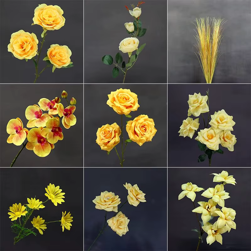 Plantes de fleurs artificielles série jaune
