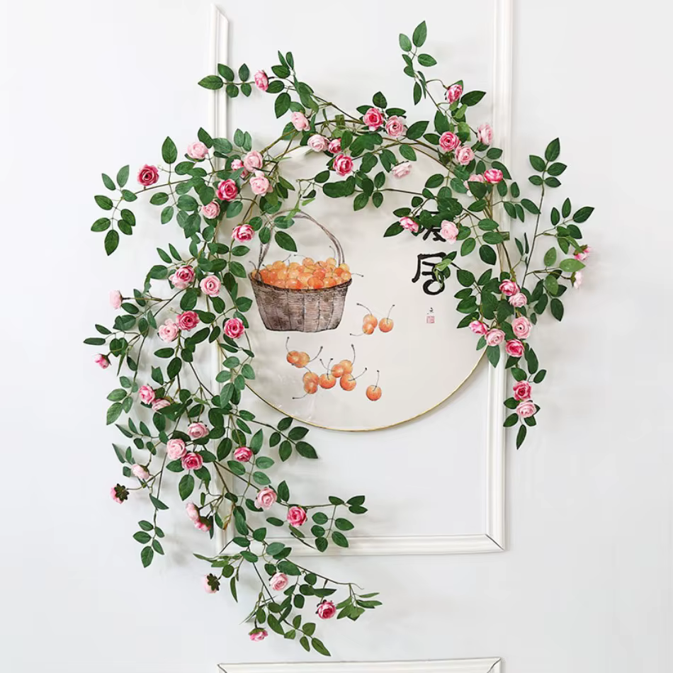 Fleurs artificielles plantes vert Lvy feuilles suspendus fleur Rose vigne mariage maison jardin décoration bricolage