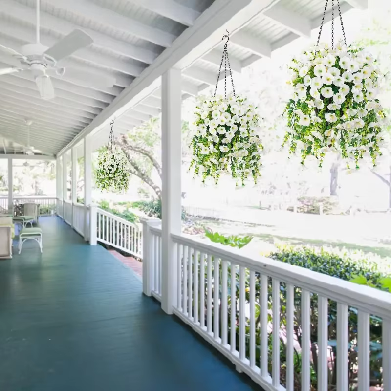 2 pièces fleurs artificielles fausse fleur extérieure maison jardin tenture murale pétrolia plantes