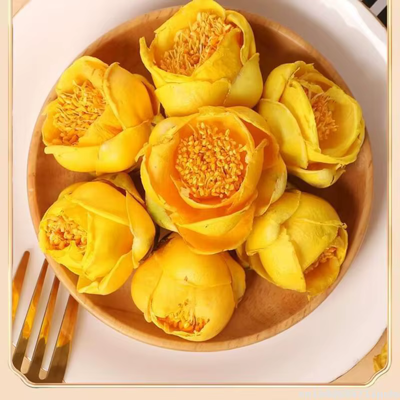 Camélia Petelotii à fleurs dorées séchées 100 % naturelles (Merr.) Sealy - Matériau premium pour la fabrication de savon