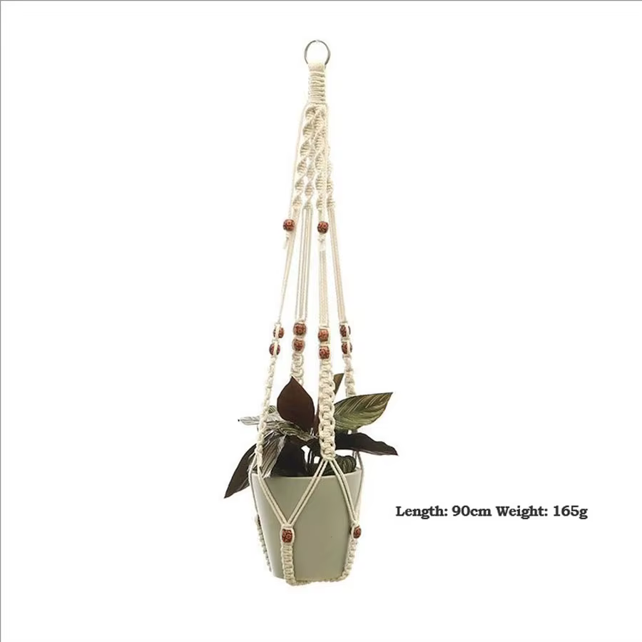 Support mural en macramé fait main pour plantes suspendues
