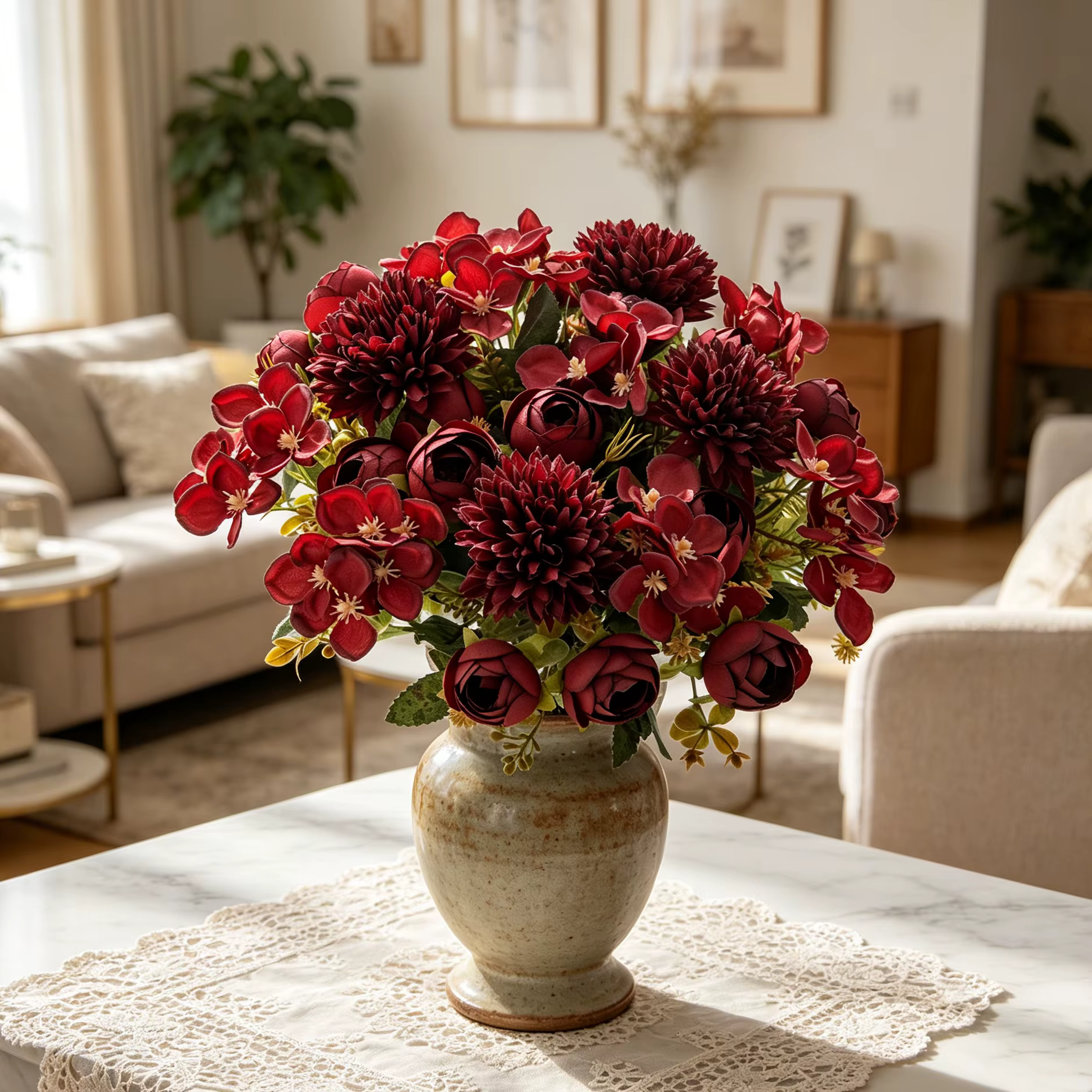Fleurs Artificielles Bourgeons de Thé Hortensia pour Fêtes Maison Artisanat Vases Table Jardins Extérieurs Cour Mariage Bouquet de Mariée DIY Cadeaux Décoration