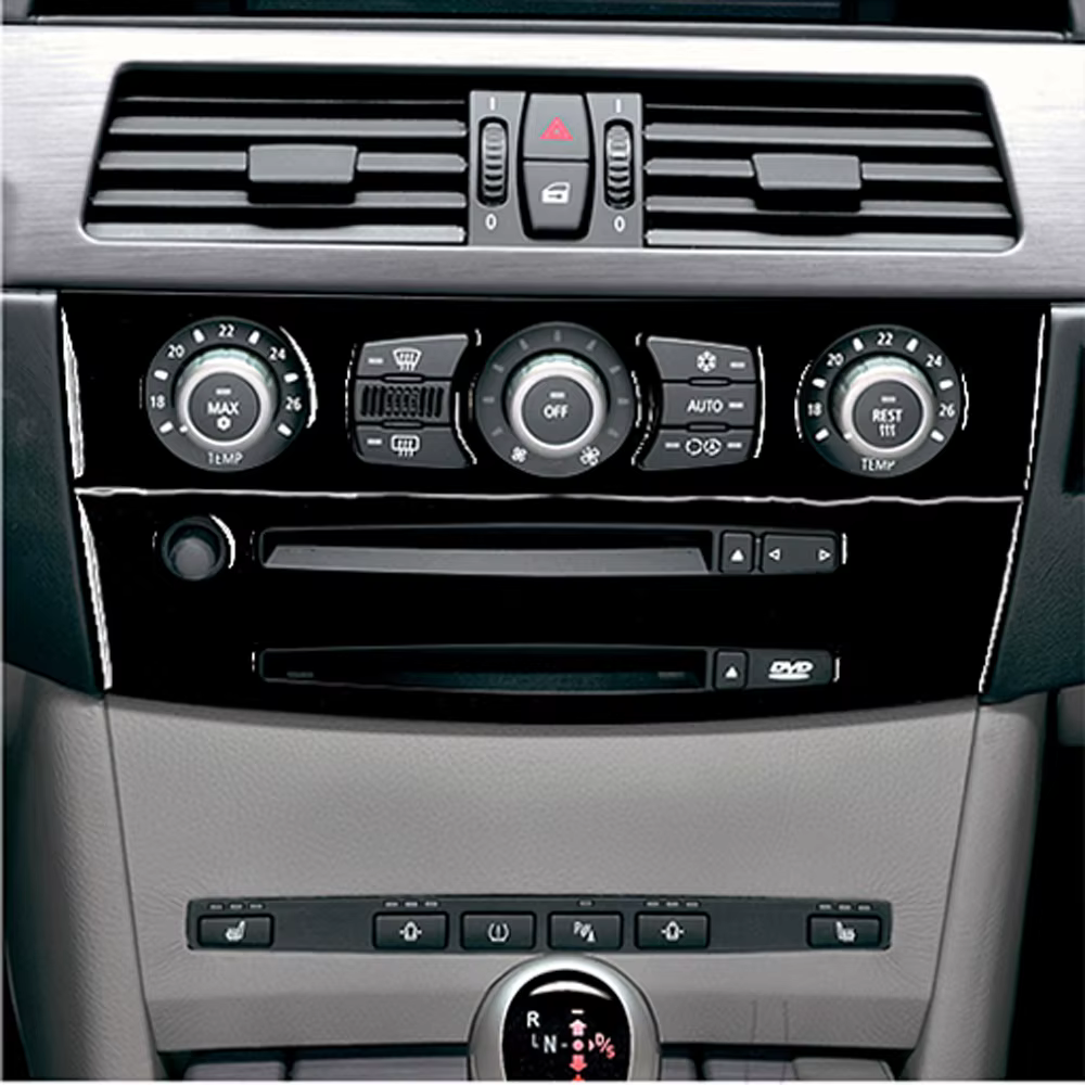 Autocollant intérieur noir piano pour BMW, accessoires de voiture, climatisation, AC, radio, CD, panneau de commande, revêtement Kiev illage, BMW Série 5, E60, 2004-2010