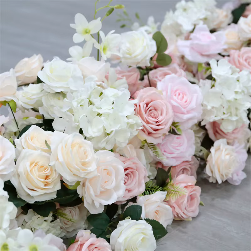 Rangée de fleurs artificielles Uflower 200cm 100cm 50cm – Décoration florale pour centre de table de mariage