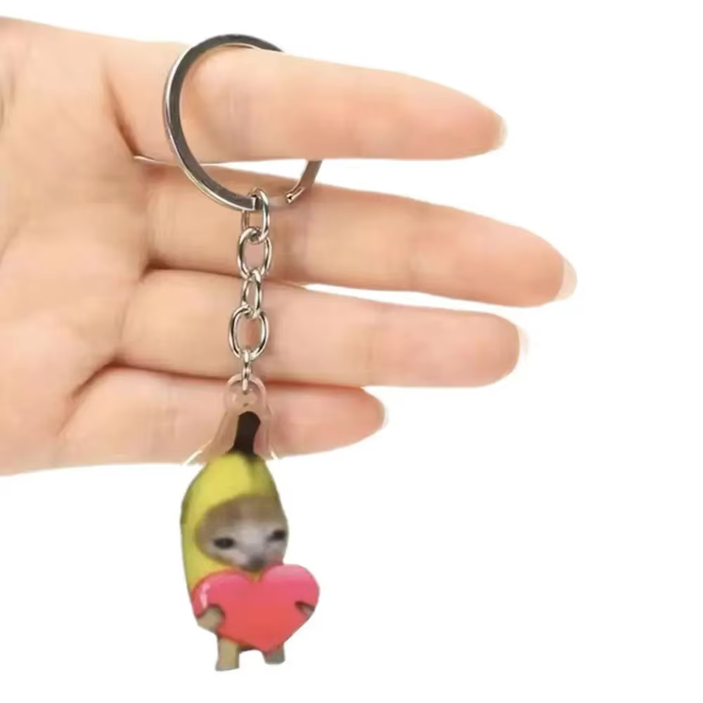 Porte-clés Banana Cat Happy Banana Cat, Breloque de sac à dos, Chaîne de téléphone portable Banana Cat, Pendentif dessin animé Banana Cat