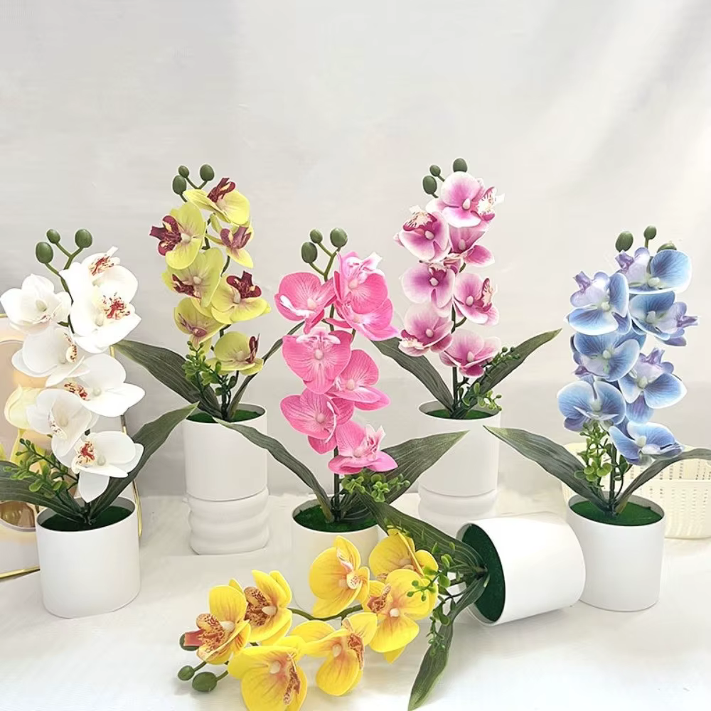 Orchidée artificielle rose en Pot