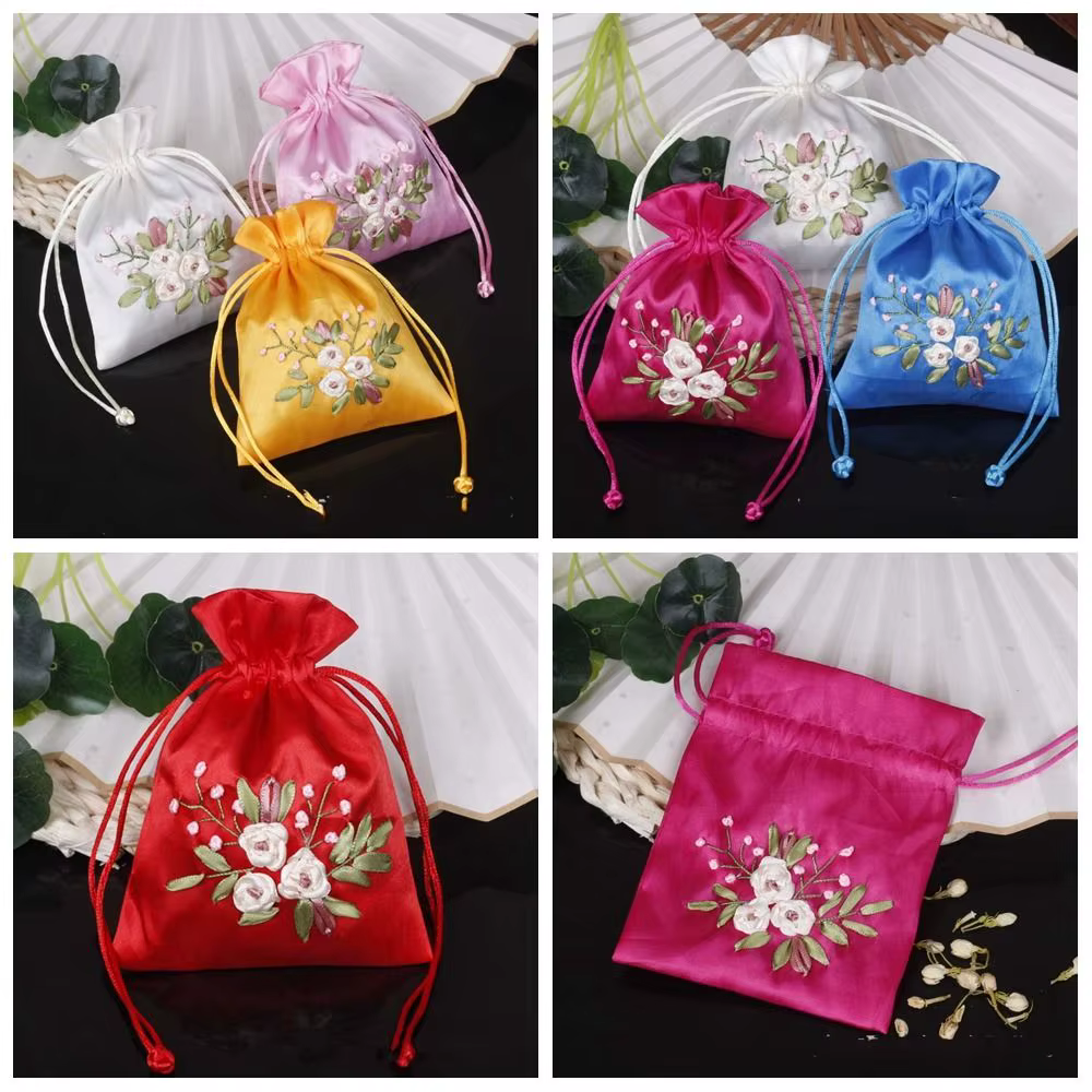 Sac à bonbons brodé fleur proximité wstring, sac pour rempli d'herbes parfumées, petites poudres grill, sac de rangement, sac cadeau, E27