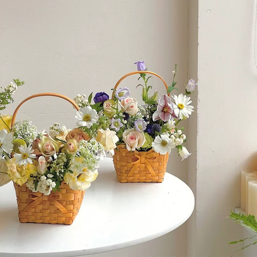 Panier de fleurs de mariée en rotin de saule