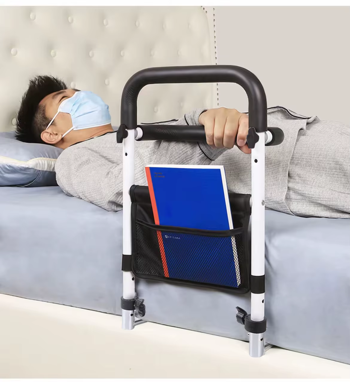 Barre de maintien de lit pour personnes âgées, sans installation requise, assemblage sans outils, rail d'assistance au lit compact, robuste et durable