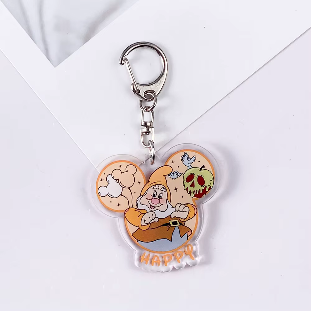 Porte-clés en acrylique Disney Blanche-Neige et les Sept Nains, accessoires mignons pour sac, pendentif pour sac à dos, cadeaux pour amis, 1/8 pièces