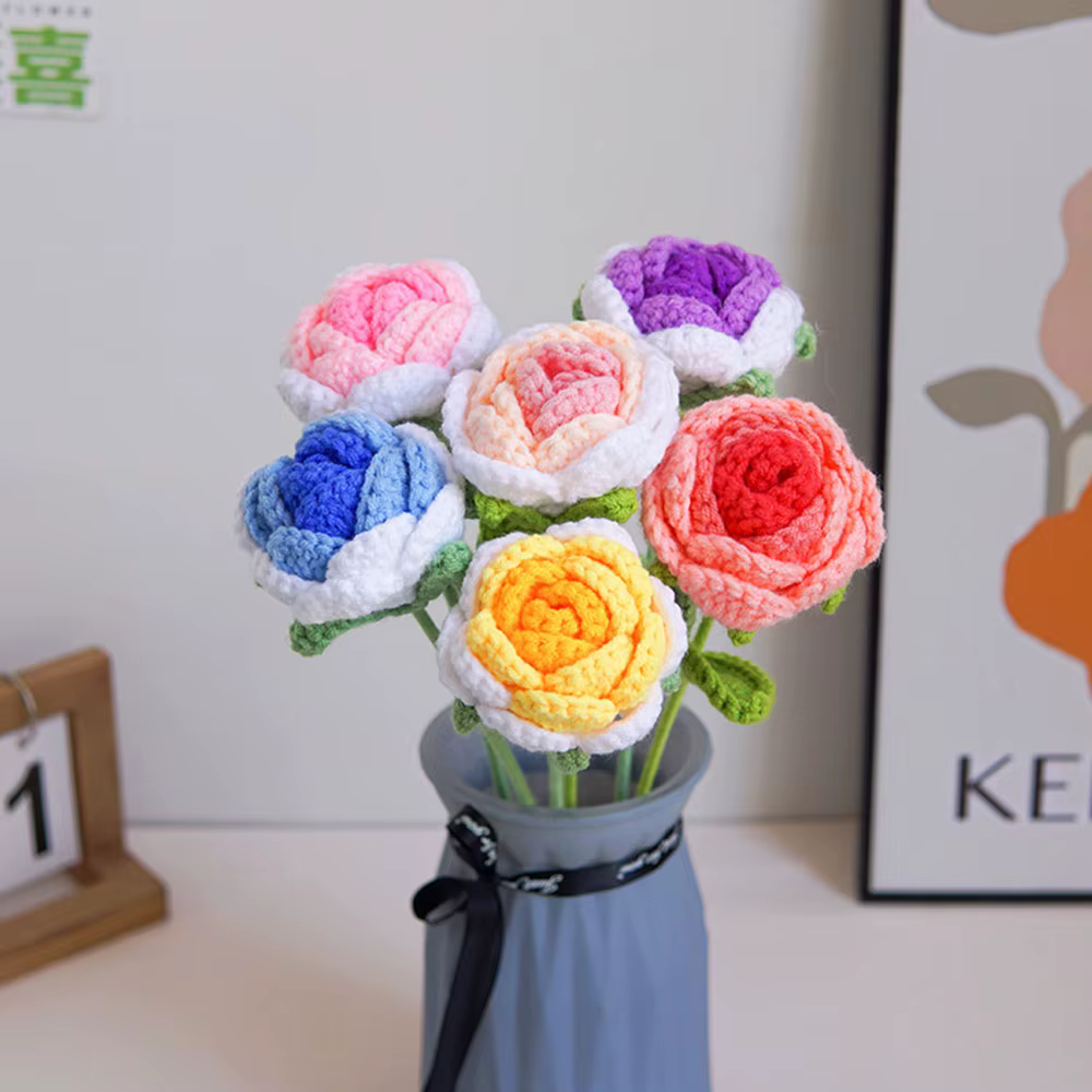 Roses tissées à la main tulipe Simulation fleur préparation