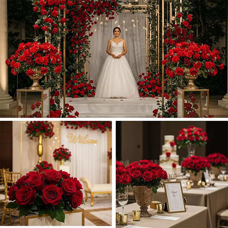 Roses artificielles en soie
