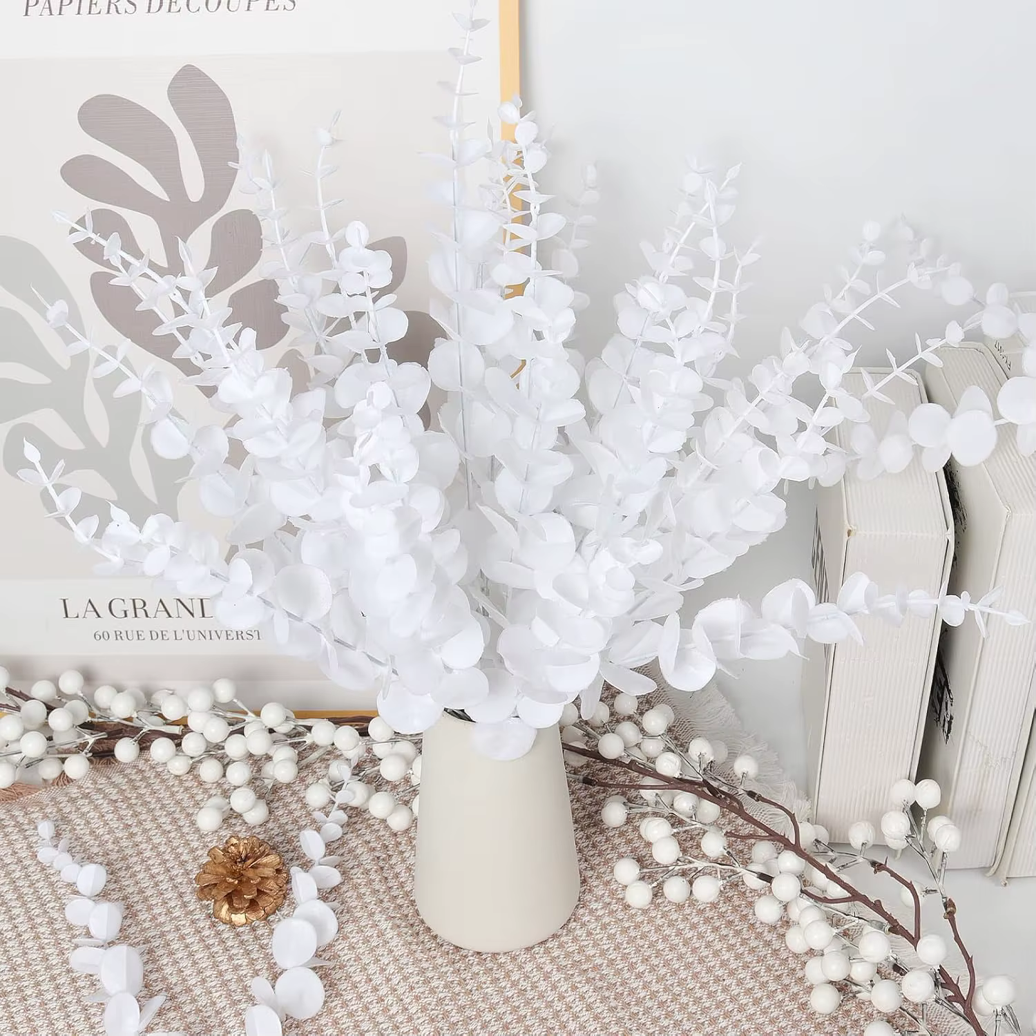 10/20 pièces de feuilles d'eucalyptus artificielles multicolores