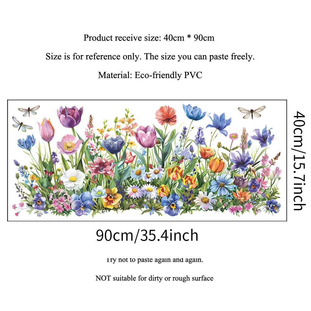 Autocollants muraux de fleurs et feuilles peintes