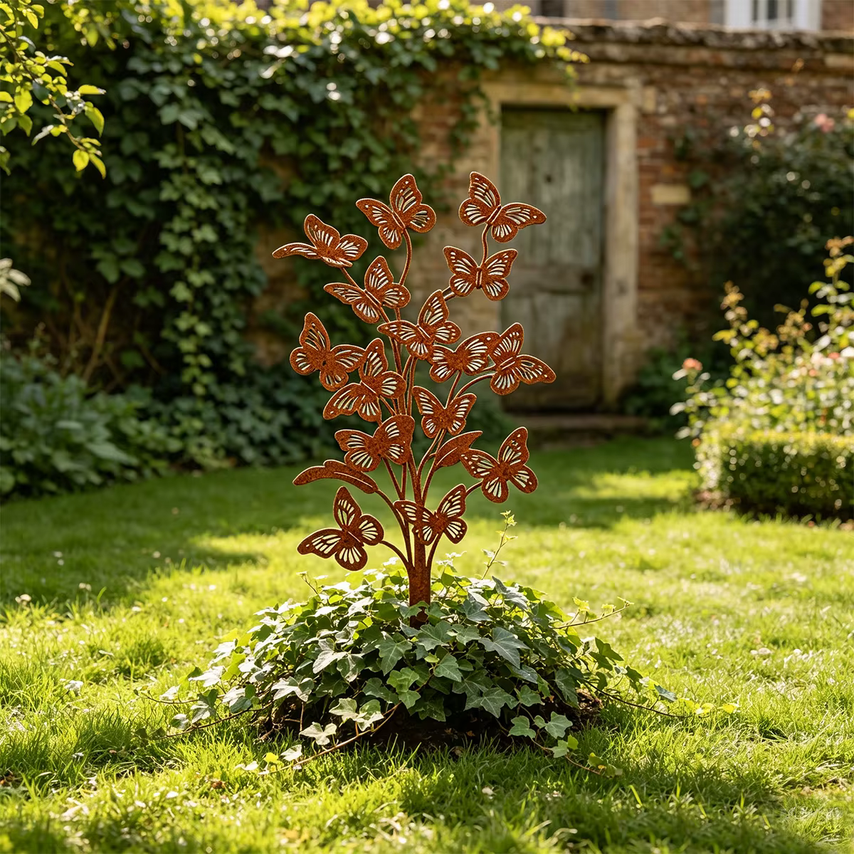 1 piquet décoratif de jardin en fer forgé
