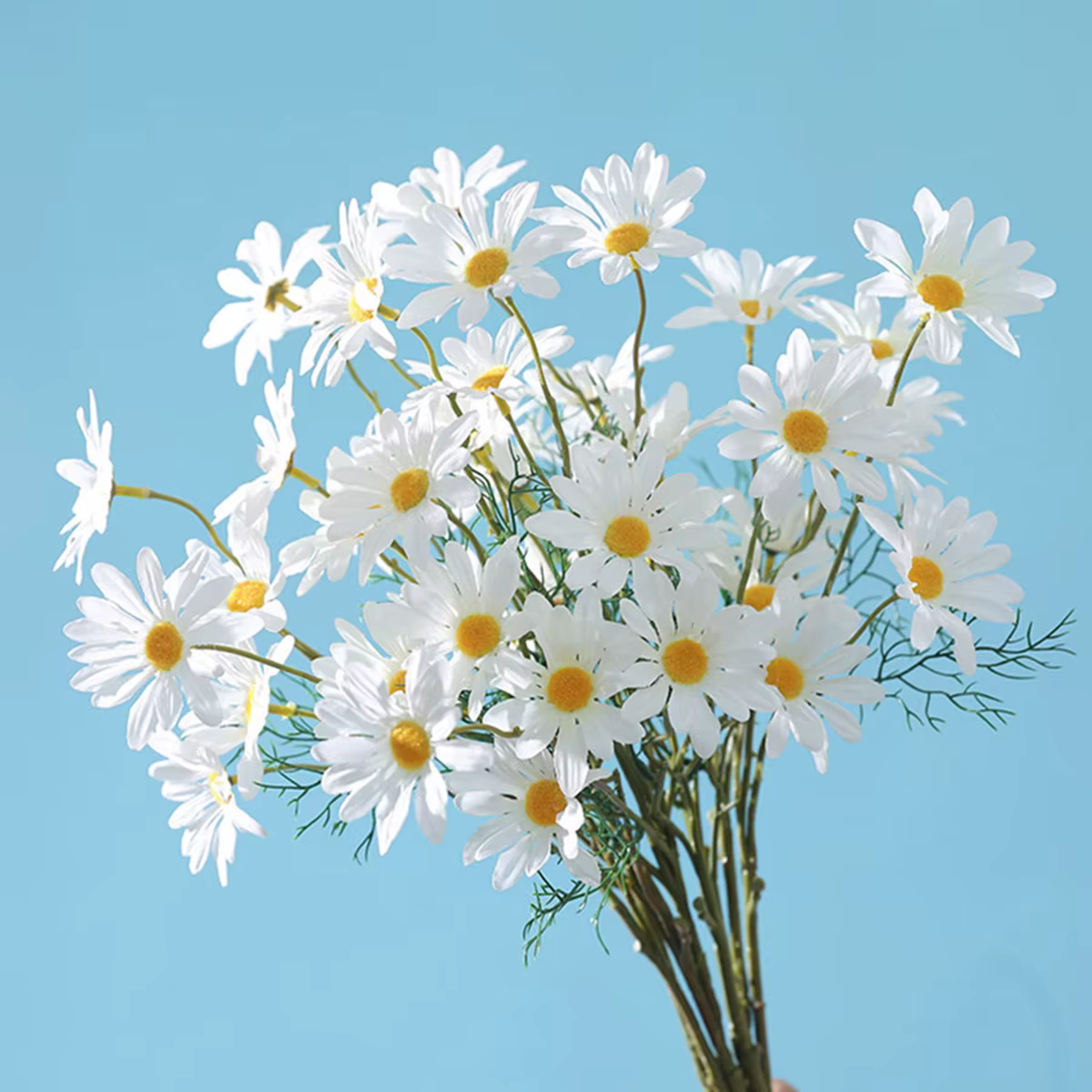 Marguerites blanches fleurs artificielles longue branche Bouquet fête de famille décoration de mariage bricolage mariée soie fleur artificielle