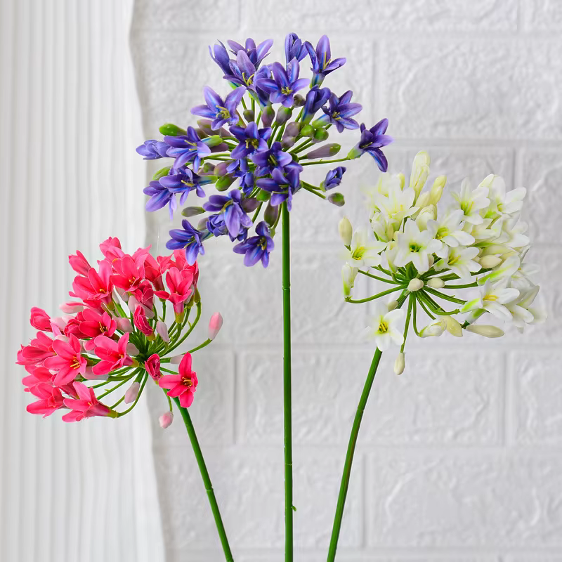 Fleurs artificielles de luxe Agapanthus africain à longue tige de 75 cm pour mariage