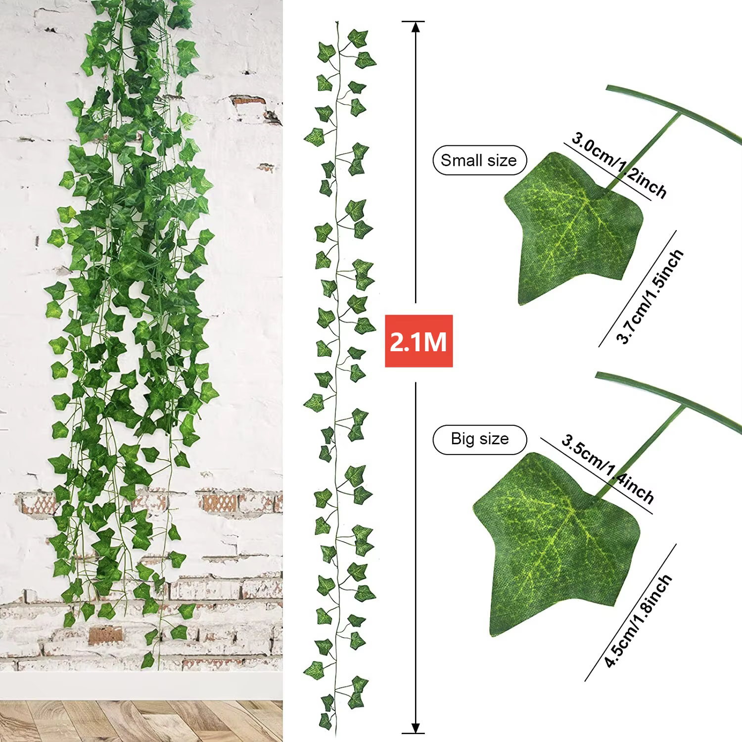 2.1m plante artificielle vigne vert lierre feuille guirlande soie tenture murale