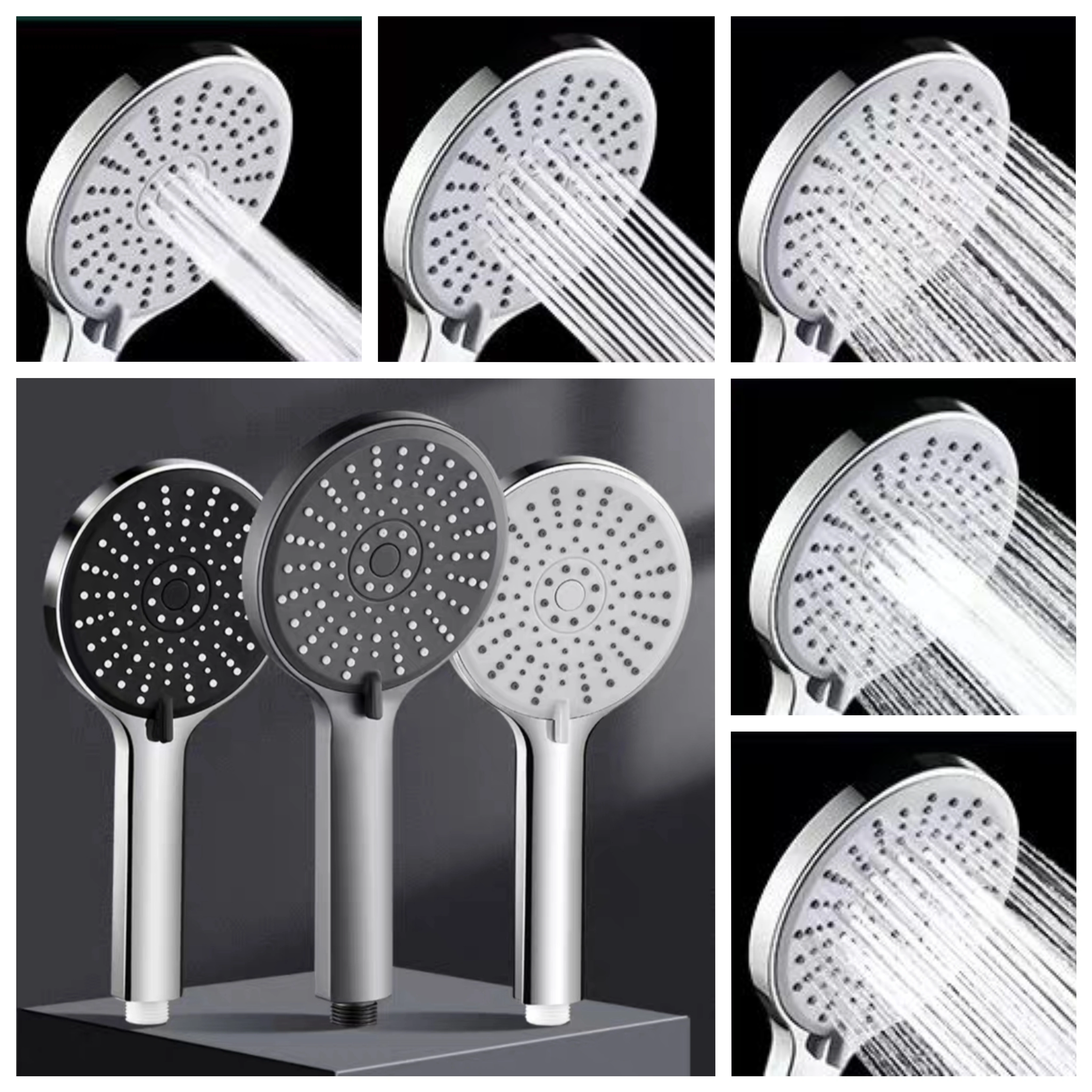 Pommeau de douche haute pression, salle de bain, 5 fonctions, économie d'eau, mural, ABS chromé, accessoire de pluie