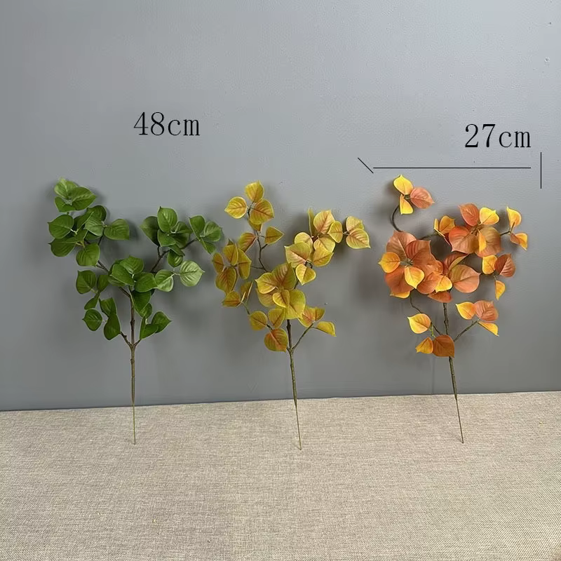 8 pièces de feuilles de Sapium Sebiferum artificielles en plastique