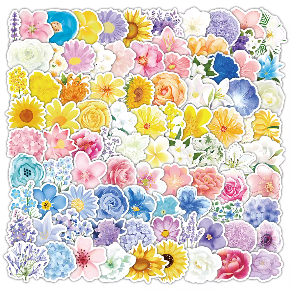 100 autocollants floraux et de fleurs de haute qualité