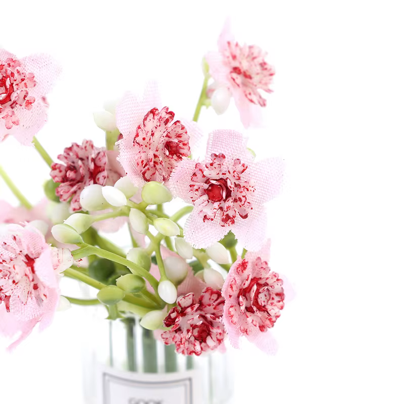 Ensemble de Vase à fleurs rose jasmin Miniature pour maison de poupée 1:12