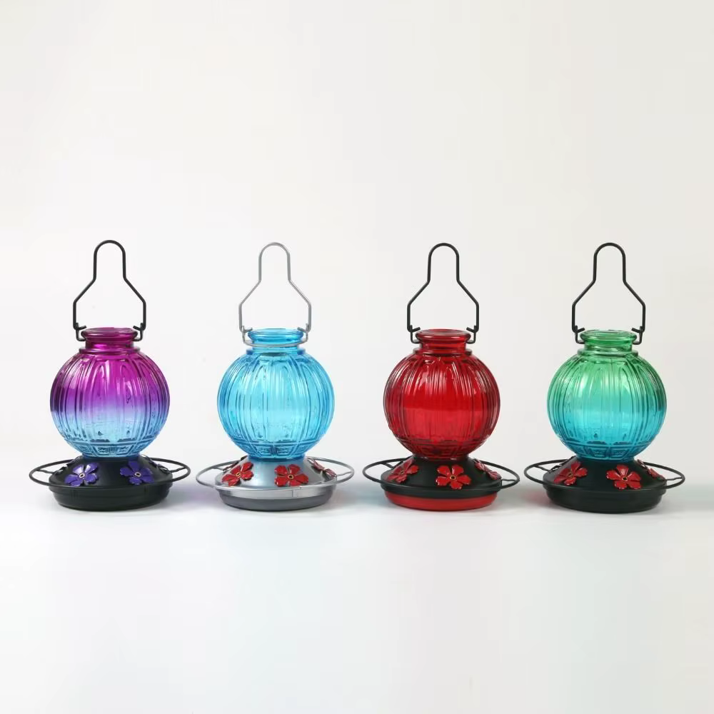 Mangeoire à colibris suspendue en verre