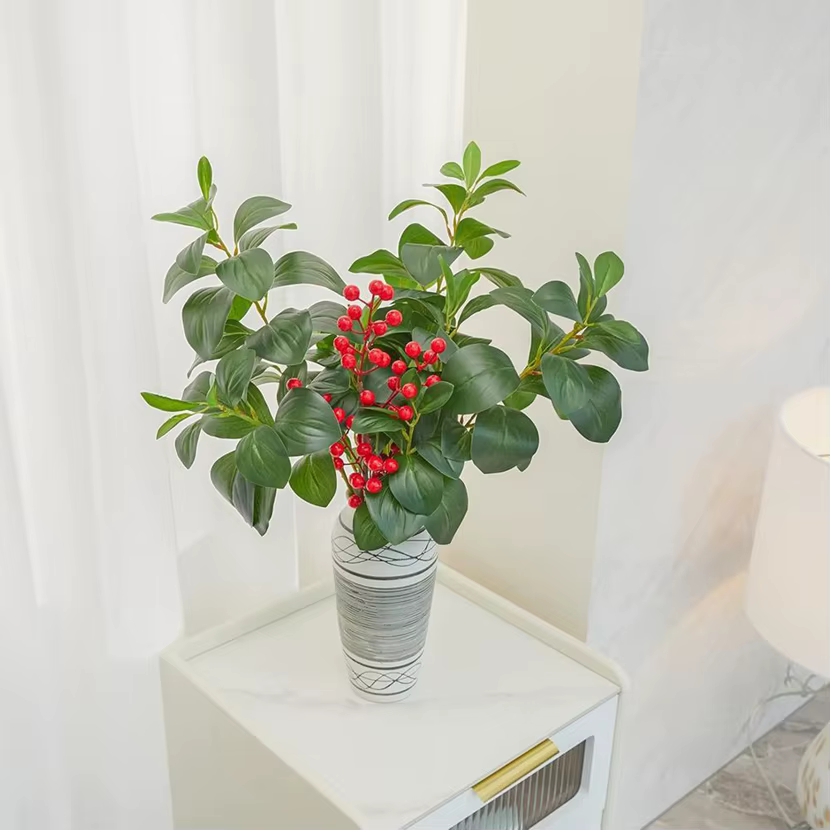 1PC plantes artificielles vert Magnolia mariée Bouquet mariage maison Vase jardin couronne cour Table à manger en plein air bricolage décor cadeau