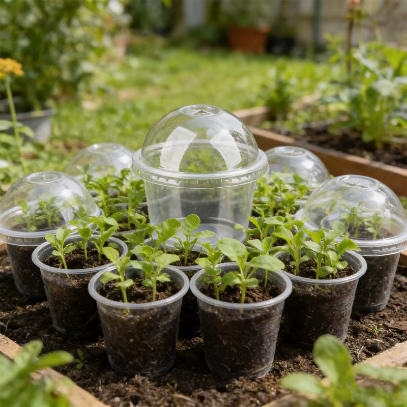 Pot de pépinière transparent avec couvercle respirant