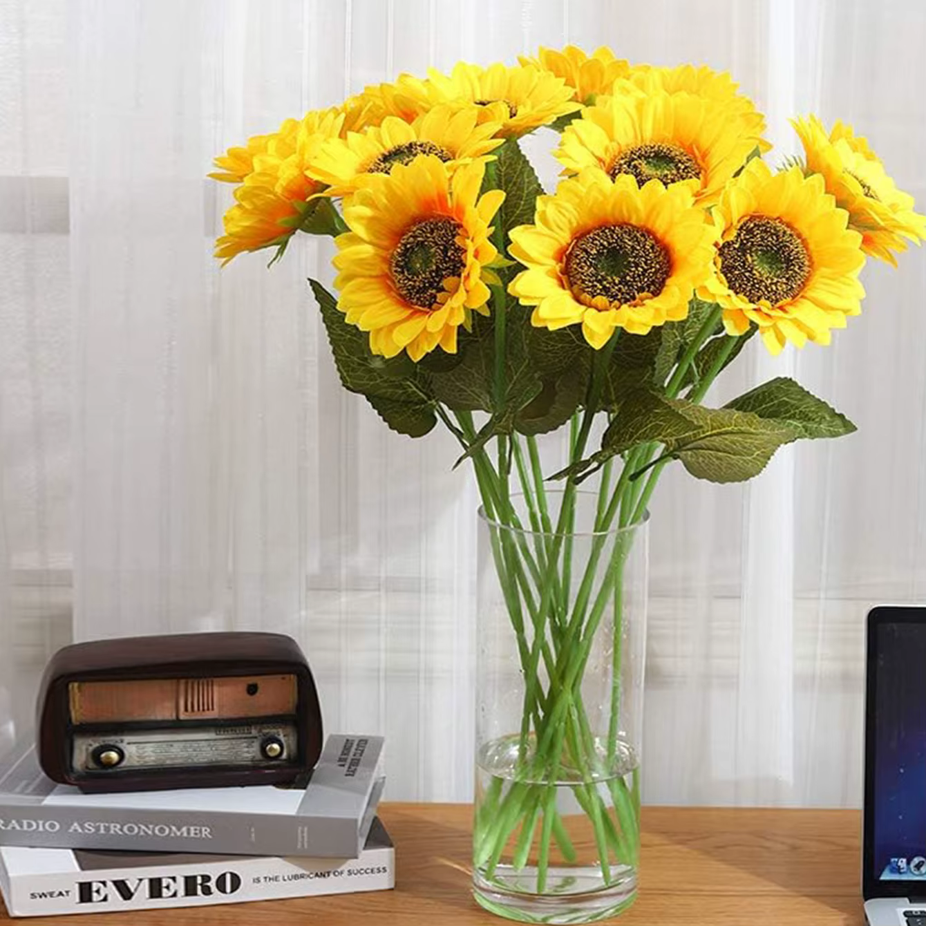 Fleur Artificielle Tournesol Printemps Maison Chambre Jardin Décoration Stamine Mariage Gerbera Salon Table Scène Fête des Mères Cadeaux DIY