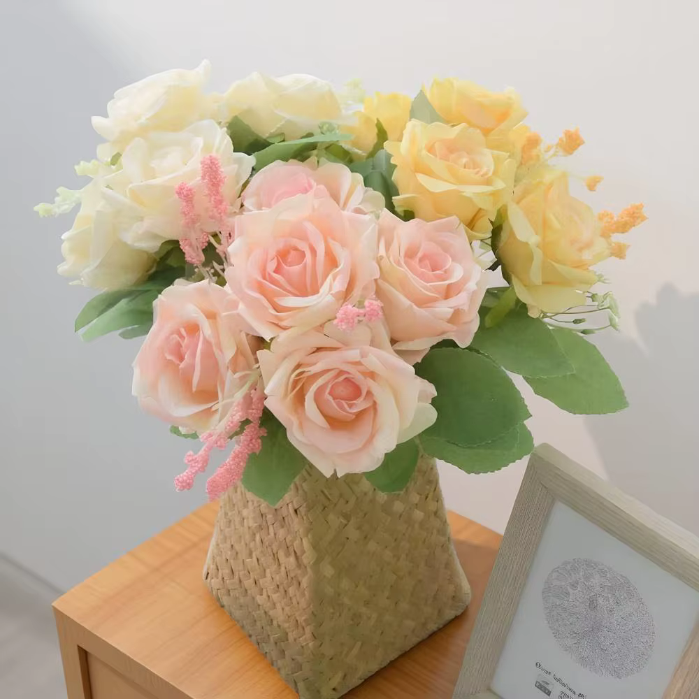 Fleurs artificielles réalistes à 5 têtes