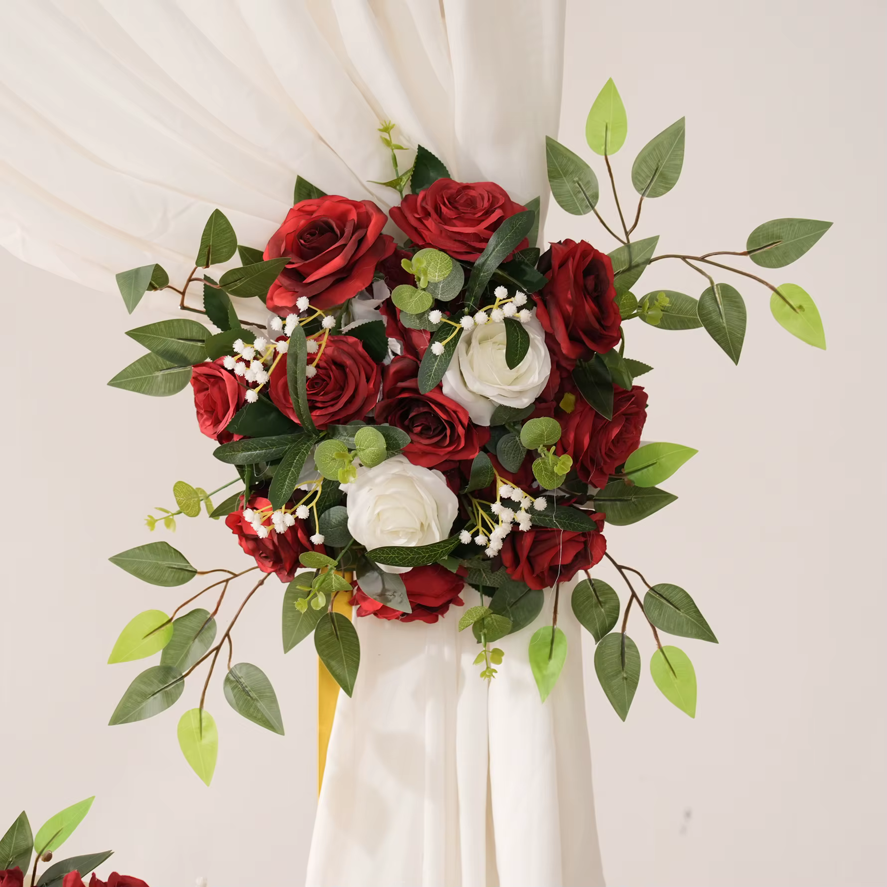 A7673 bordeaux Rose blanc bébé souffle verdure arc de mariage Arrangement Floral chemin de Table rideau décor fleur accessoires de fête
