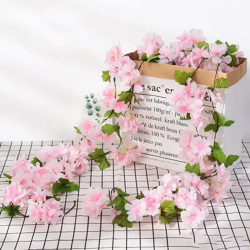 230cm fleurs artificielles Sakura vigne mariage jardin arc maison fête décoration noël mariée fausses plantes décor fleur vignes