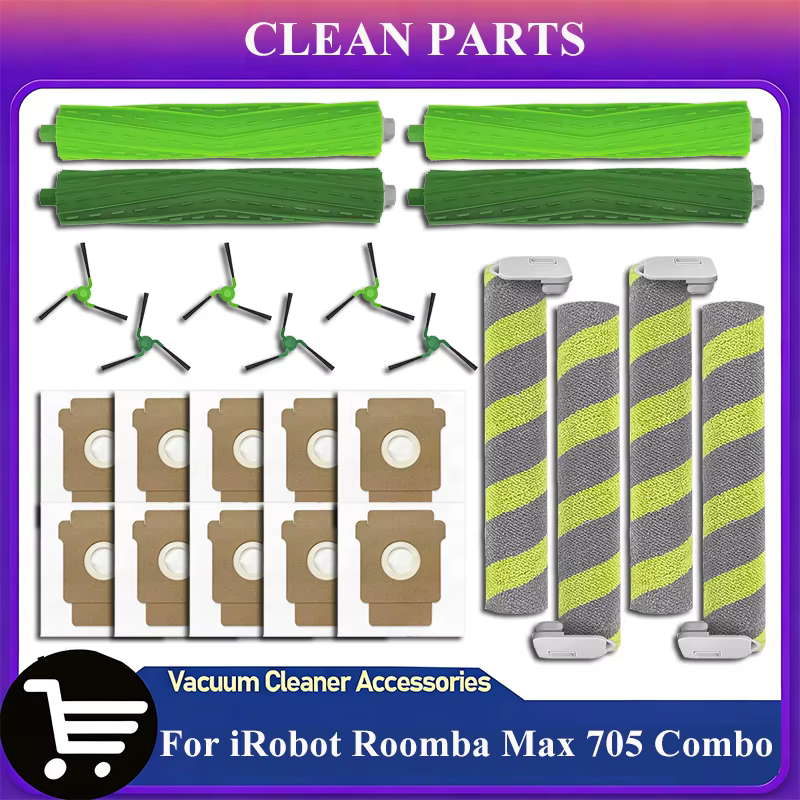 Accessoires compatibles avec iRobot Roomba Max 705 Combo, pièces de rechange, brosse latérale principale, sac à poussière, filtre