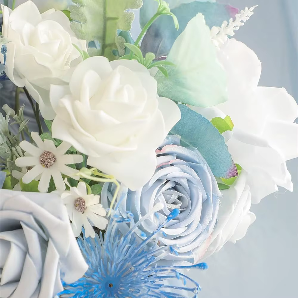 AUSOGO – Coffret de fleurs artificielles bleu poudré