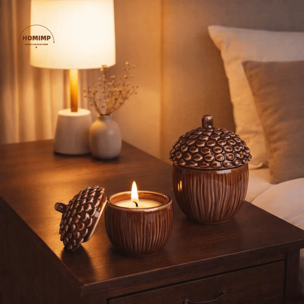 Pot de rangement décoratif multifonctionnel en céramique avec couvercle