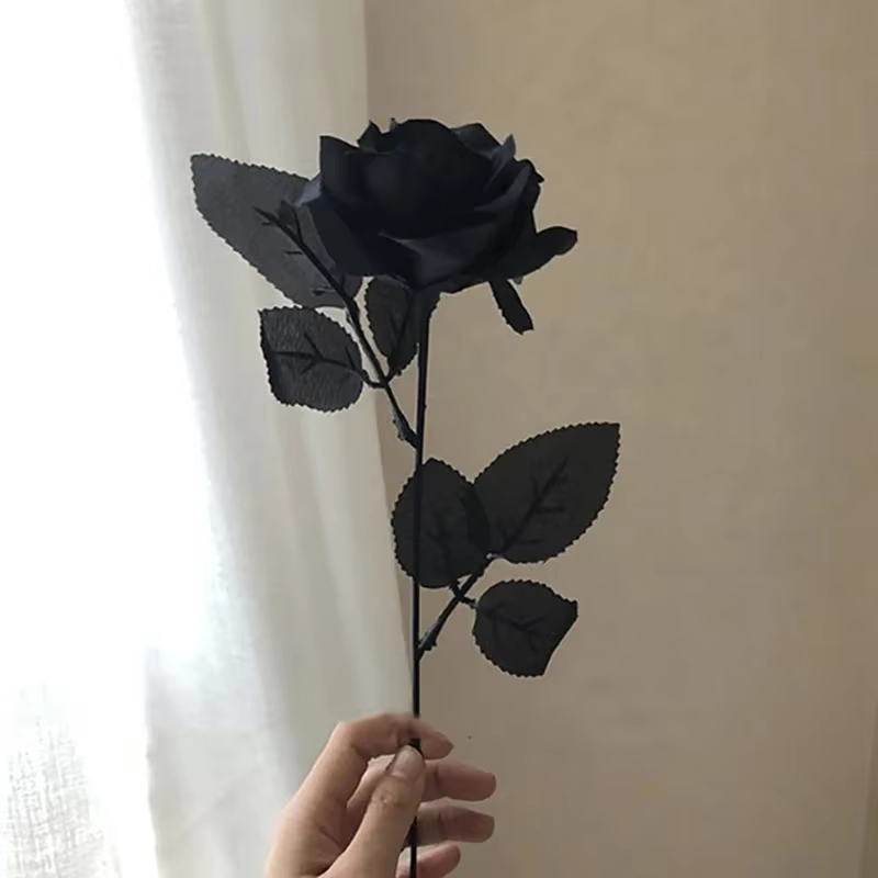Rose noire gothique fleurs artificielles