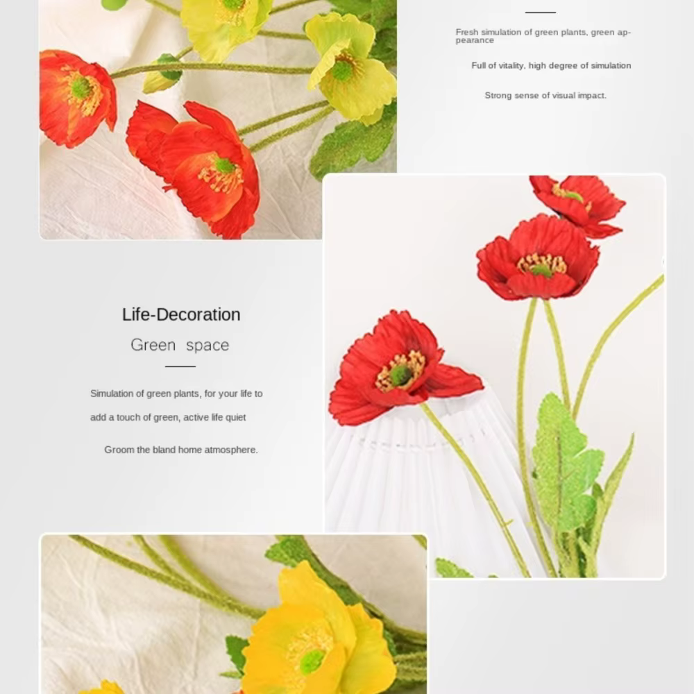 Fleurs artificielles fausses fleurs de pavot en soie