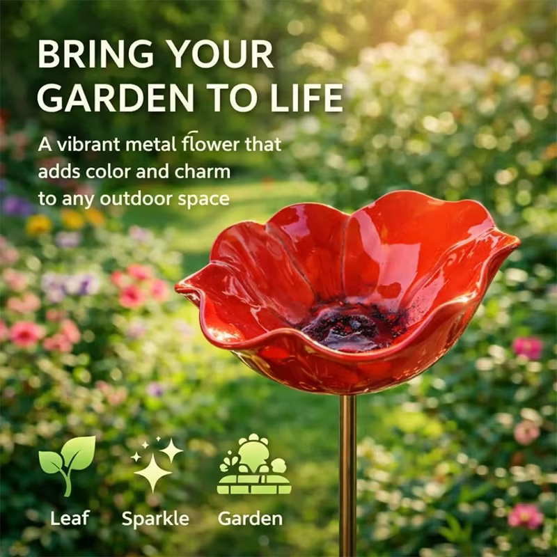 Bain d'oiseaux en forme de fleur